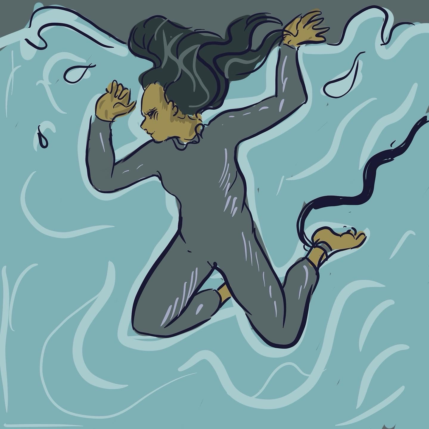Water Person illustration — figure floating underwater